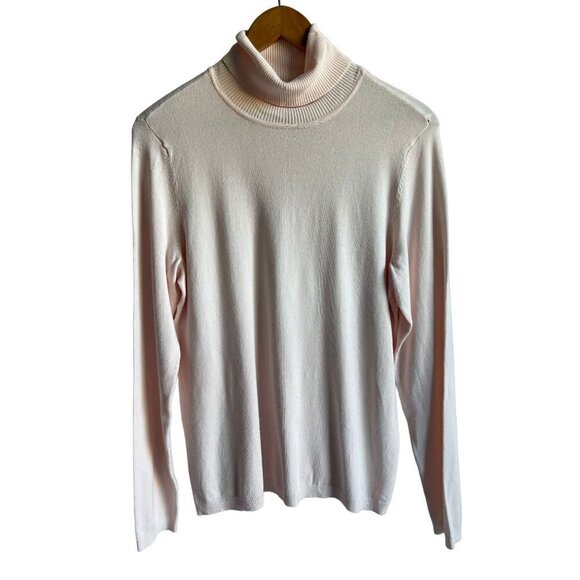 Chico's Size 1/M Pale Pink Rayon Blend Soft Long Sleeve Turtleneck Sweater Pink - Picture 1 of 6